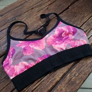 Victorias Secret Floral Sports Bra - Pink and Black Size XS